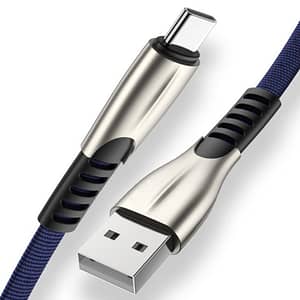 Wholesale Heavy Duty Zinc Alloy Flat Noodle Denim Sync Data Cable Charging Type C Micro USB Charger Cable