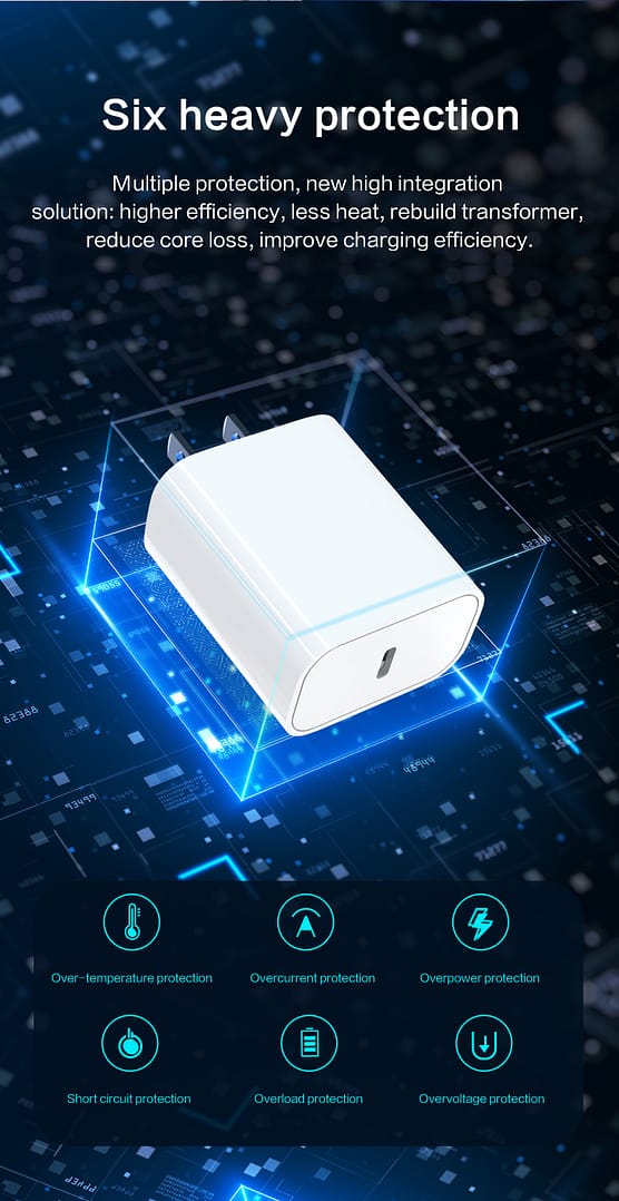 PD20W USB C Power Adapter US Plug Fast Charging Block Phone Charger with 3ft TYPE-C for iphone