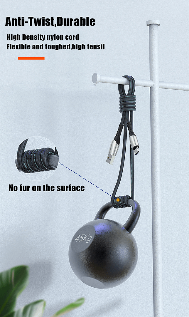 China Fast Delivery Usb C Charging Cable For Android Data Cables 3A Auto Disconnect