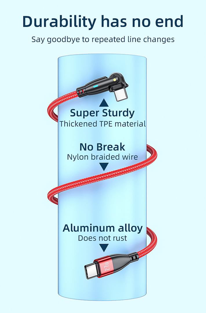 USB C to 8P Fast Charging Cable PD 27W 180 Degree Rotation Data Transmission Cable for Laptop & Phones