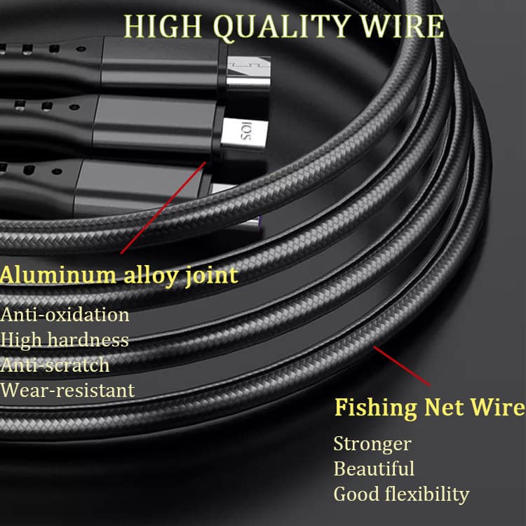6A 3 in 1 SuperCharging Cable Micro USB Type-C Fast Charger Data Cable For iPhone 14 13 Samsung Xiaomi Huawei
