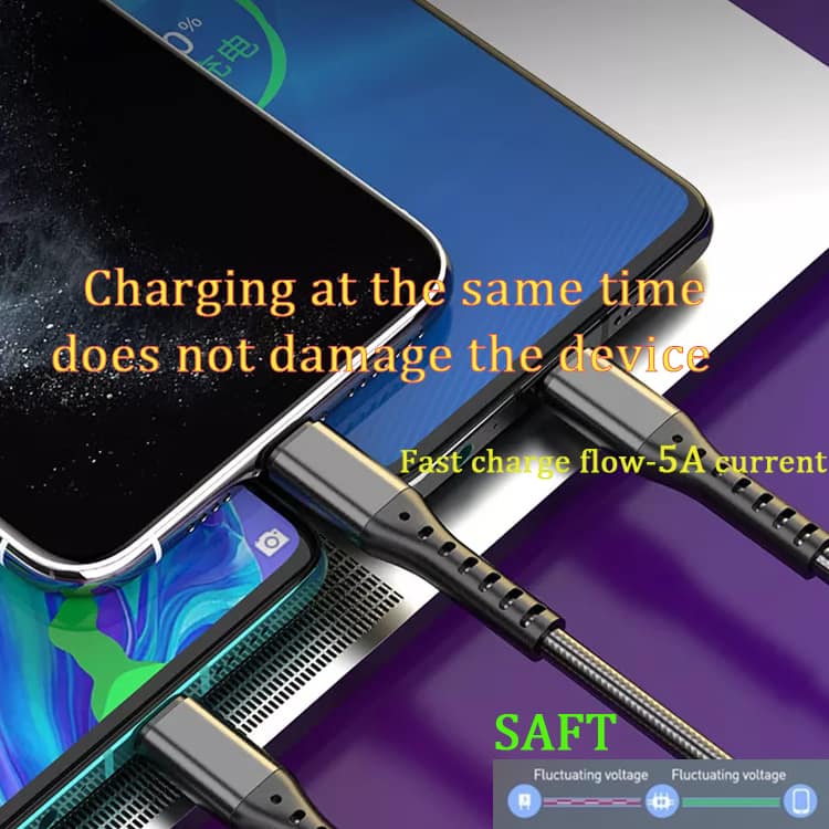 6A 3 in 1 SuperCharging Cable Micro USB Type-C Fast Charger Data Cable For iPhone 14 13 Samsung Xiaomi Huawei